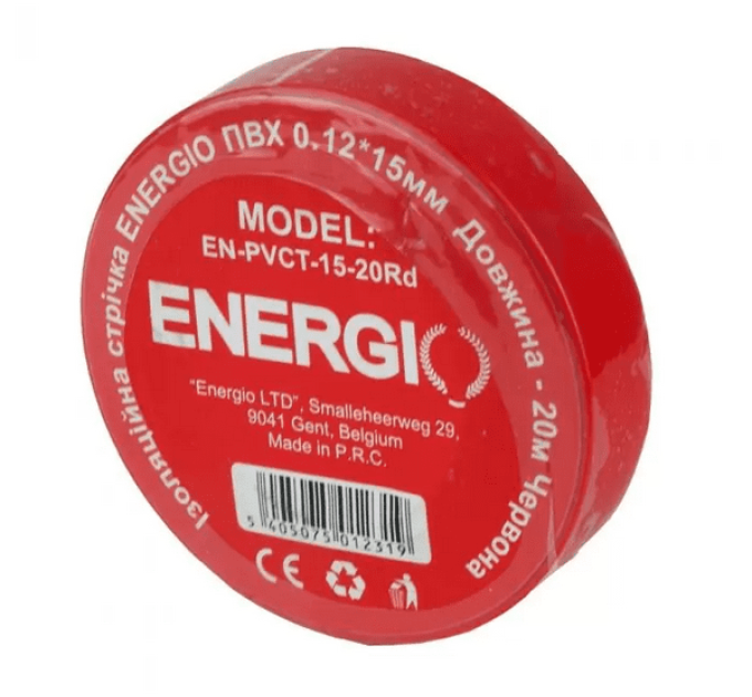 Изолента ENERGIO ПВХ 0.13*15мм 20м красная