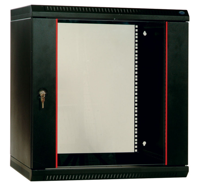 Шафа телекомунікаційна настінна розбірна 9U (600х520) дверь стекло, цвет черный, ШРН-Э-9.500-9005