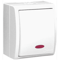 Выключатель AQUARIUS IP54 одноклавишный с подсветкой белый