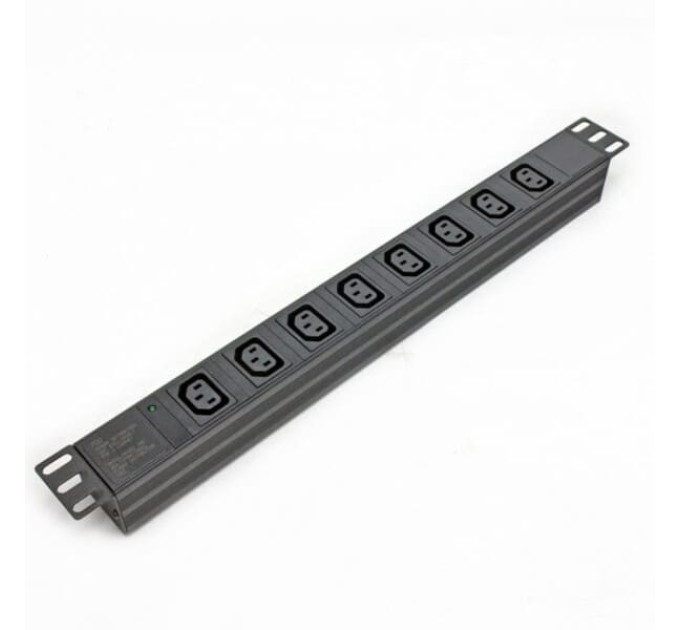 Силовой блок Kingda 19’’ 1U 8xIEC 60320 С13 10А, без шнура, вход IEC320 C14, индикатор , цвет черный