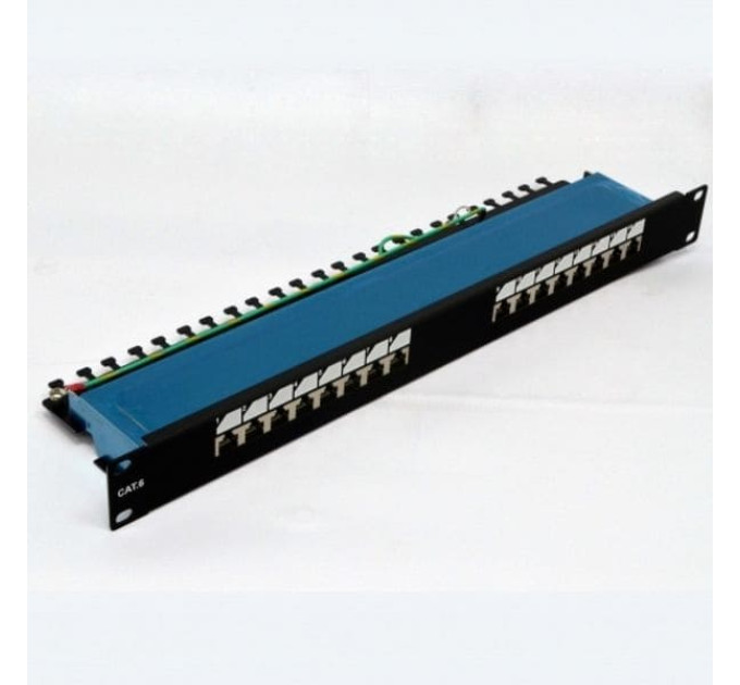 Патч-панель EPNew 19’’ 1U 16 портов STP, cat. 6, с кабельной поддержкой