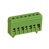 Шина нулевая изолированная ENERGIO на DIN-рейку 7 отв. зеленая