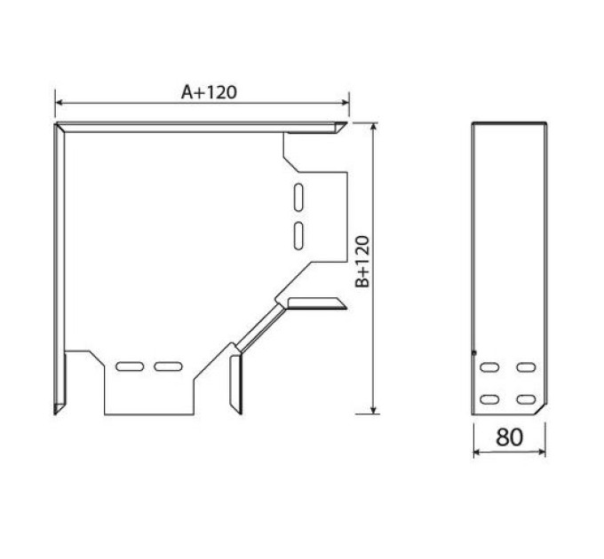 Поворот 90° лотка ARDIC 200х80мм, оцинкований