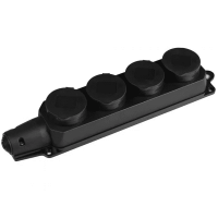 Розетка каучукова ENERGIO 16А IP44 четверна з кришкою з/к чорна Розетка каучукова ENERGIO 16А IP44 четверна з кришкою з/к чорна