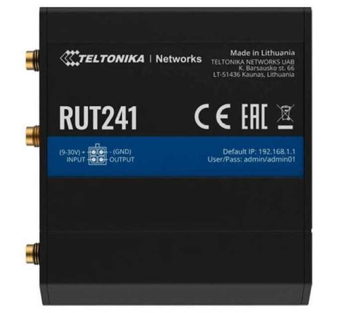 RUT241 Промышленный сотовый маршрутизатор 4G LTE, Wi-Fi, eSIM Teltonika