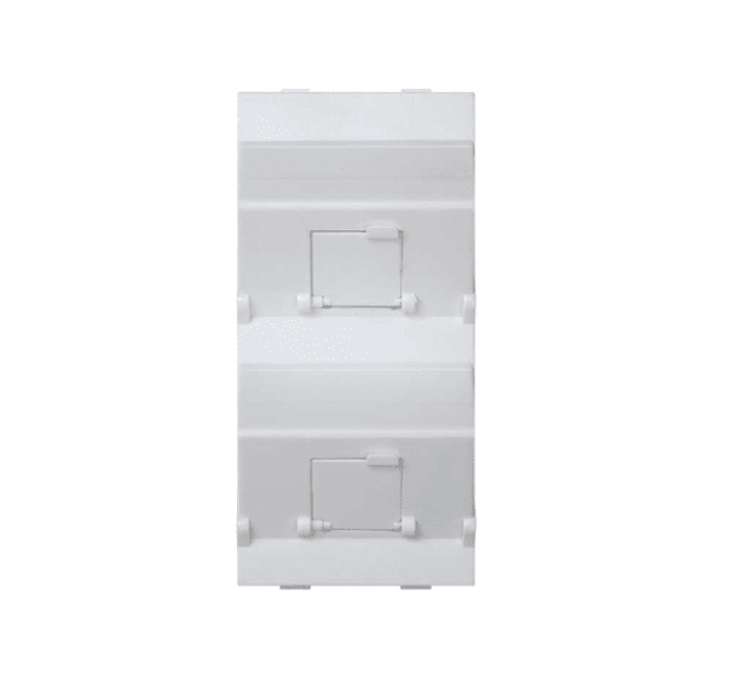 Адаптер CIMA для 2xRJ45 кутовий зі шторками, білий