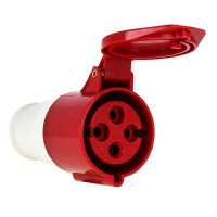 Розетка силовая переносная 63А 380В 3Р+Е ІР67 ТТ красная