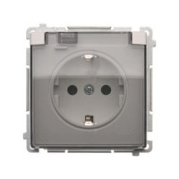 Розетка электрическая, с заземлением BASIC, Shuko, без рамки с крышкой, цвет белый, KONTAKT-SIMON Розетка электрическая, с заземлением BASIC, Shuko, без рамки с крышкой, цвет белый, KONTAKT-SIMON