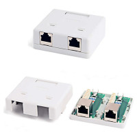 Розетка в сборе Pleolan 2х RJ45, FTP, cat. 5e, внешняя, цвет белый Розетка в сборе Pleolan 2х RJ45, FTP, cat. 5e, внешняя, цвет белый