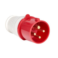 Вилка силова переносна 32А 380В 3Р+Е ІР44 ТТ червона Вилка силова переносна 32А 380В 3Р+Е ІР44 ТТ червона