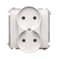 Розетка электрическая, без заземления BASIC, 2хShuko, без рамки, цвет белый, KONTAKT-SIMON Розетка электрическая, без заземления BASIC, 2хShuko, без рамки, цвет белый, KONTAKT-SIMON