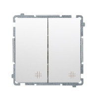 Выключатель двухклавишный перекресный BASIC, без рамки, цвет белый, KONTAKT-SIMON