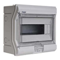 Щит розподільчий на 10 модулів, з/у з прозорими дверцятами, IP65, VECTOR Hager Щит розподільчий на 10 модулів, з/у з прозорими дверцятами, IP65, VECTOR Hager