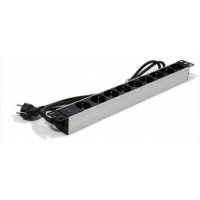 Силовой блок Pleolan 19’’ 1U 9xShuko 16А, шнур питания 3м Shuko, включатель, цвет металлик Силовой блок Pleolan 19’’ 1U 9xShuko 16А, шнур питания 3м Shuko, включатель, цвет металлик