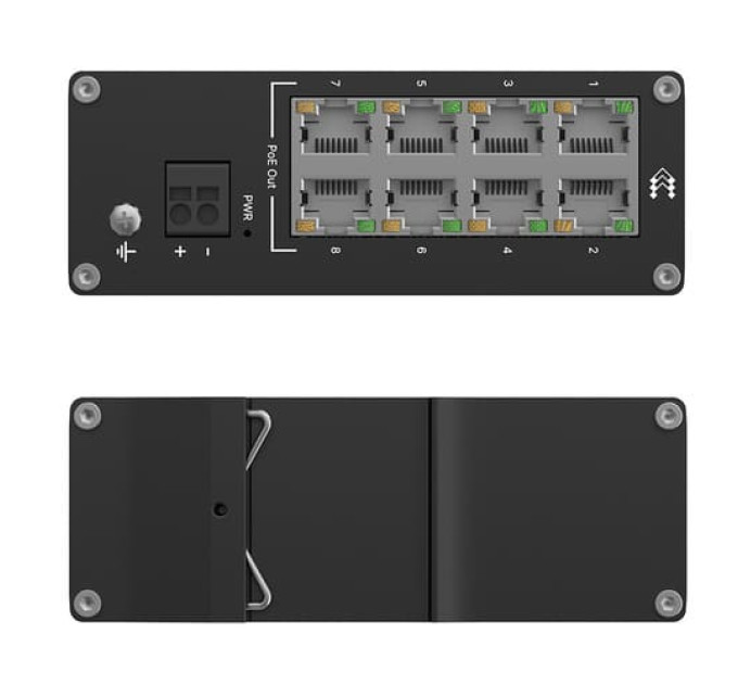 TSW040 8х100Mb Промышленный PoE+ коммутатор на DIN-рейку Teltonika