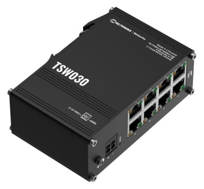 TSW030 8х100Mb Промышленный коммутатор на DIN-рейку Teltonika