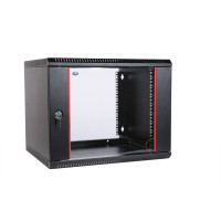 Шкаф телекоммуникационный настенный разборный 12U (600х520) дверь стекло, цвет черный