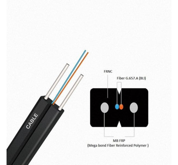 ВО кабель FTTH универс. J/A-N(2ZM)H, 2E9/125 OS2 диелектр., FRNC, 1000м, чорний