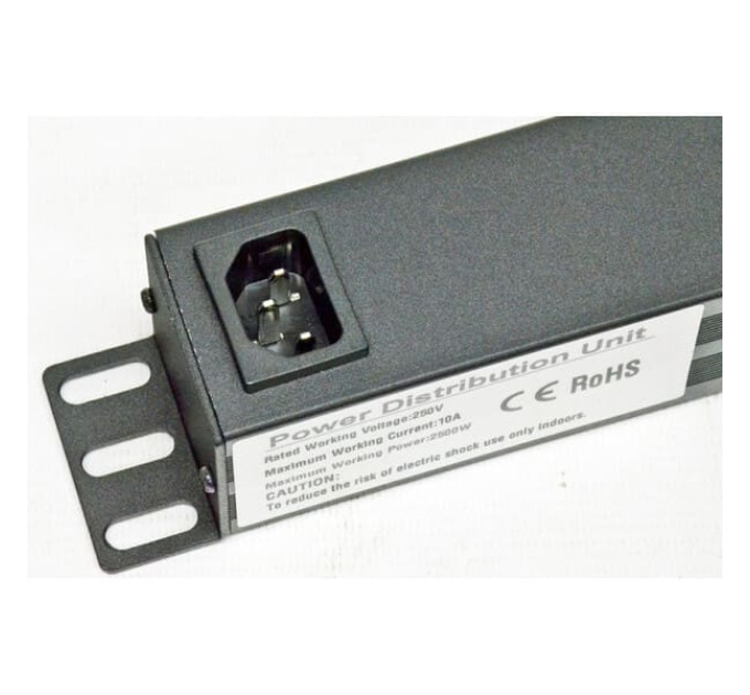 Силовой блок Kingda 19’’ 1U 8xIEC 60320 С13 10А, без шнура, вход IEC320 C14, индикатор , цвет черный
