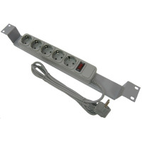 Силовой блок Pleolan 19’’ 1U 5xShuko 10А, шнур питания 1.8м Shuko, включатель, цвет серый Силовой блок Pleolan 19’’ 1U 5xShuko 10А, шнур питания 1.8м Shuko, включатель, цвет серый