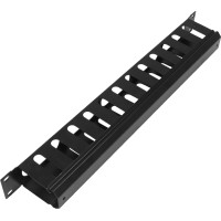 Организатор кабельный перфорированый с крышкой 1U, Pleolan, черный