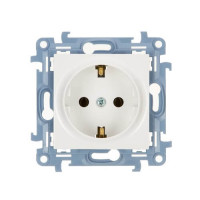 Розетка электрическая, с заземлением, 2К+З, без рамки, цвет белый, SIMON10