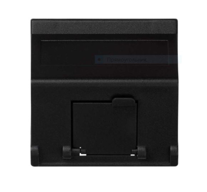 Адаптер К45 1хRJ Keystone, 45х45 з кришкою кутовий, чорний