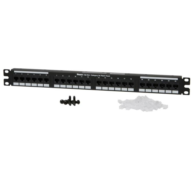 Патч-панель Panduit NetKey 19’’ 1U 24 порта UTP, cat. 5e, RJ45 (NK5EPPG24Y)