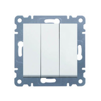 Выключатель трехклавишный, без рамки, цвет белый, Lumina-2