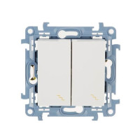 Выключатель двухклавишный проходной, без рамки, цвет белый, SIMON10