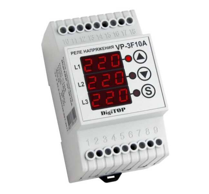 Реле напряжения DigiTOP VP-3F10A 10А трехфазное