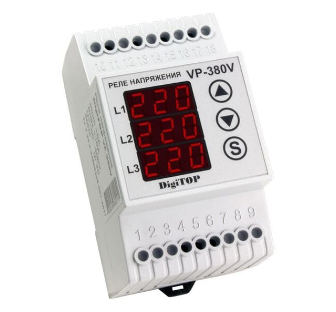 Реле напруги DigiTOP VP-380V 6А трифазне