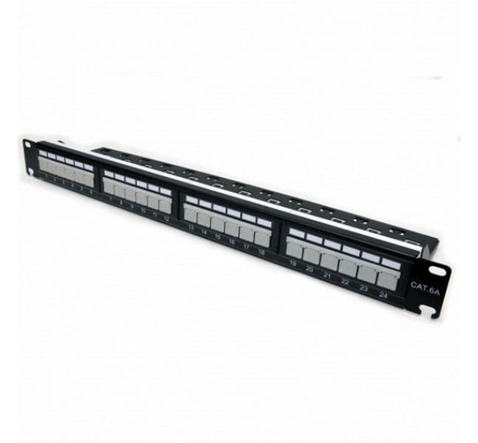 Патч-панель LW 19’’ 1U 24 порта UTP, кат. 6А, з підтримкою