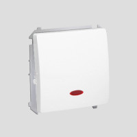 Выключатель одноклавишный BASIC, без рамки, с подсветкой, цвет белый, KONTAKT-SIMON