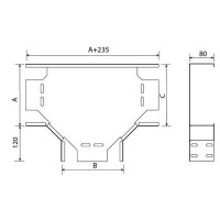 Т-отвод горизонтальный лотка ARDIC 400х80мм, оцинкованный Т-отвод горизонтальный лотка ARDIC 400х80мм, оцинкованный