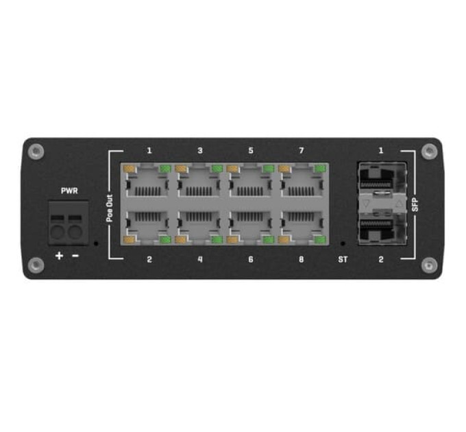 TSW202 8х1000Mb Промышленный L2 PoE+ SFP коммутатор на DIN-рейку Teltonika