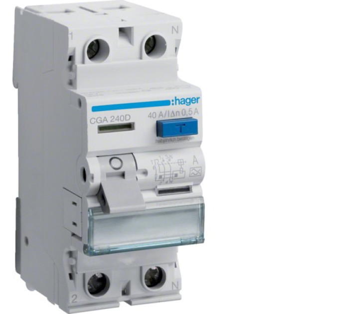 ПЗВ Hager In=40A, 2п, тип A, 500мА (CGA240D)