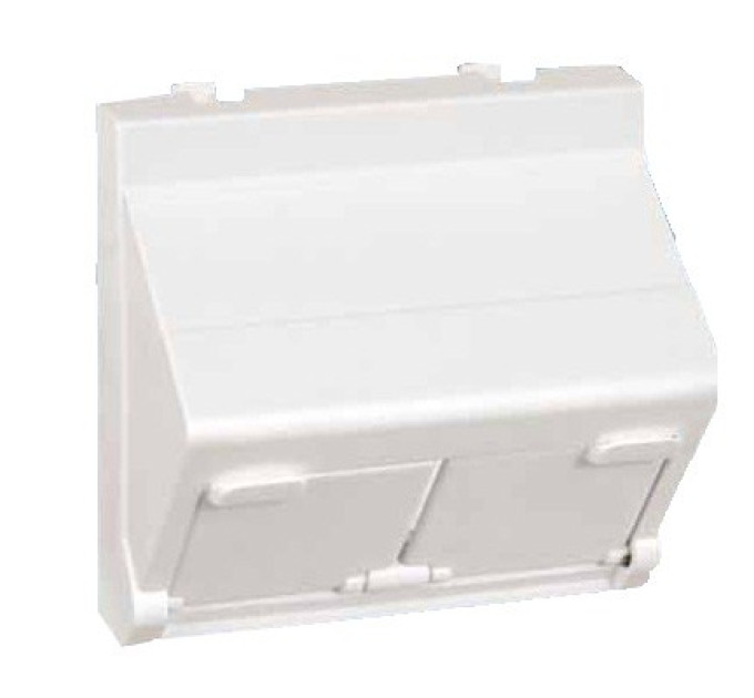 Адаптер К45 2хRJ Keystone, 45х45, с крышкой, угловой, белый