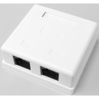 Розетка в сборе Pleolan 2х RJ45, UTP, cat. 5e, внешняя, цвет белый Розетка в сборе Pleolan 2х RJ45, UTP, cat. 5e, внешняя, цвет белый