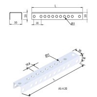 Планка для подвеса лотка шир. 150мм под шпильку , ARDIC толщ. 2мм, A3-100-20-210