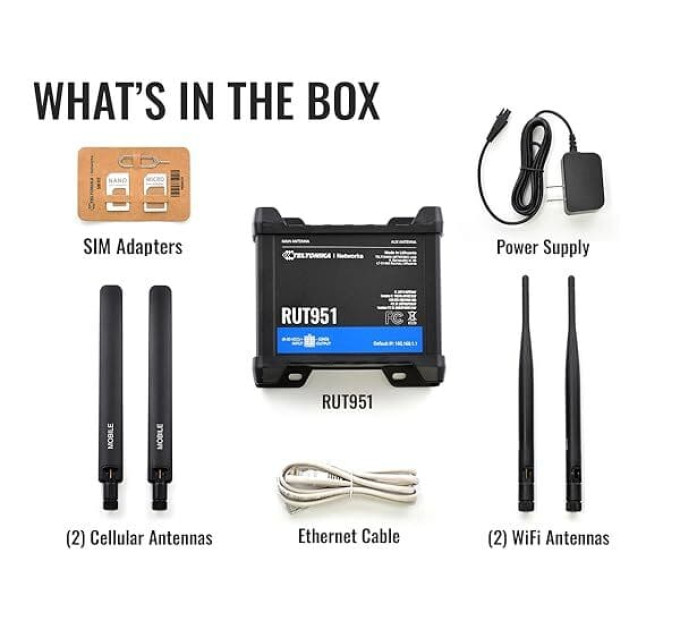 RUT951 Промышленный сотовый маршрутизатор 4G LTE, Wi-Fi, eSIM Teltonika