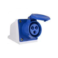 Розетка стационарная наружная 32А 220В 2Р+Е ІР44 ТТ синяя