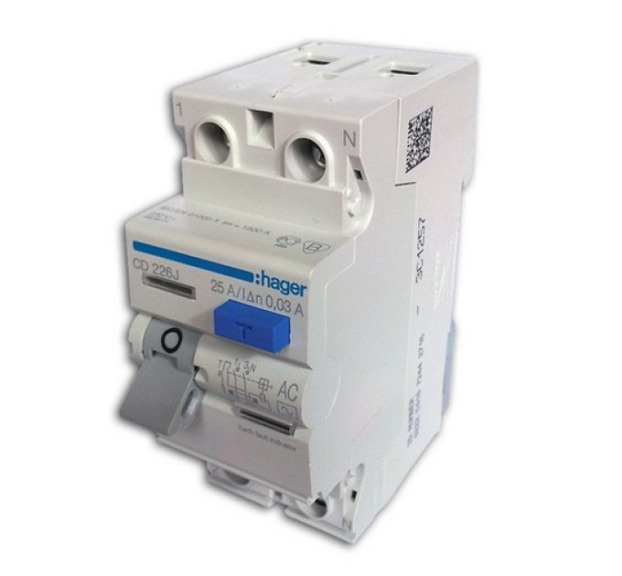 Устройство защитного отключения Hager In=25A, 2п, тип AC, 30мА