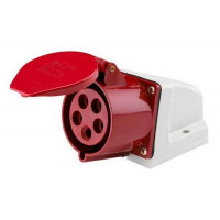 Розетка стационарная наружная 63А 380В 3P+N+E ІР67 ТТ красная