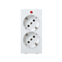 Розетка електрична подвійна CIMA, з замленням SCHUKO, індикатор, біла