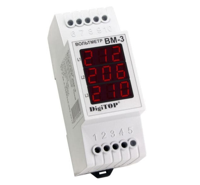 Вольтмет DigiTOP ВM-3 трифазний, на DIN рейку