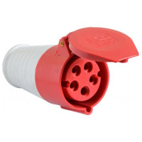 Розетка силова переносна 16А 380В 3P+N+E ІР44 ТТ червона