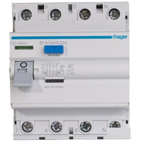 Устройство защитного отключения Hager In=63A, 4п, тип AC, 30мА Устройство защитного отключения Hager In=63A, 4п, тип AC, 30мА