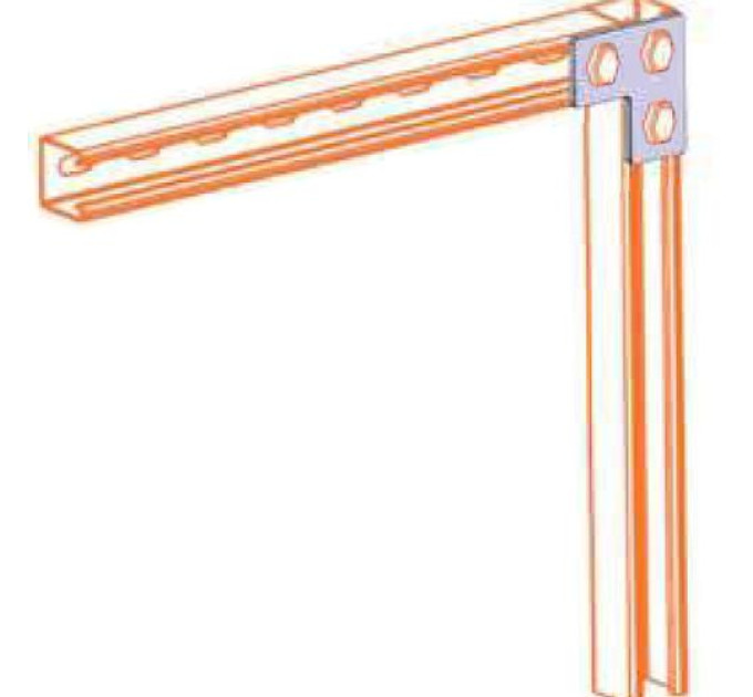 Пластина плоска кутова для С-профілю 41х(82+82)мм, ARDIC, ACB-210