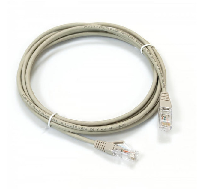 Патч-корд Corning U/UTP 26AWG, cat. 6, 1м, D4мм LSZH, сірий